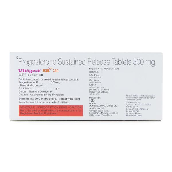 Ultigest SR 300mg Tablet 10'S - Hormonal Therapy-Oes