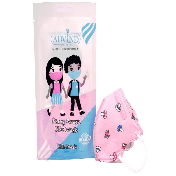 Netmeds | Advind Smog Guard N95 For 4-12 Years Kids Face Mask - Pink Printed Design 1's
