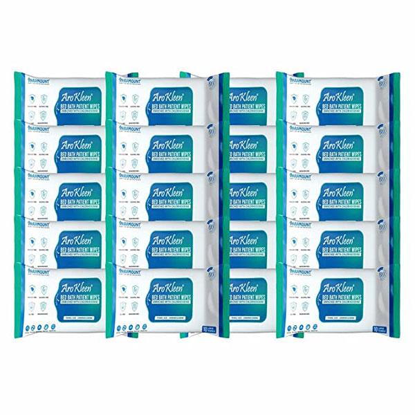 Netmeds | AroKleen Bed Bath Patient Wipes - Chlorhexidine (240 mm x 320 mm) (Pack of 20 x 10's) 1's