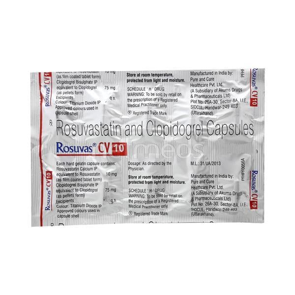 Rosuvas CV 10mg Capsule 10'S - High Cholesterol-Dys