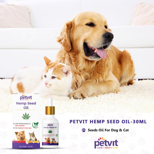 Petvit Hemp Seed Oil - All Breeds of Dogs & Cats 30 ml - Pet Grooming