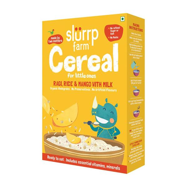 Netmeds | Slurrp Farm Cereal for Little Ones - (No Refined Sugar  & Salt) Ragi, Rice and Mango with Milk 200 g