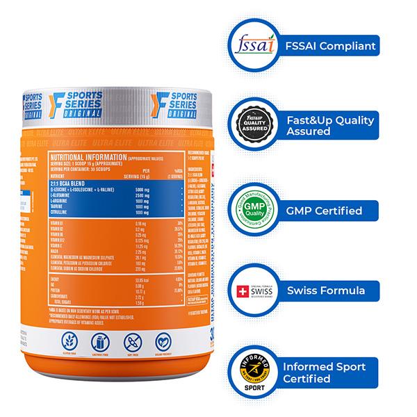 Fast&Up BCAA Supplement Powder - Watermelon Flavor 450 gm - Bcaa Supplements