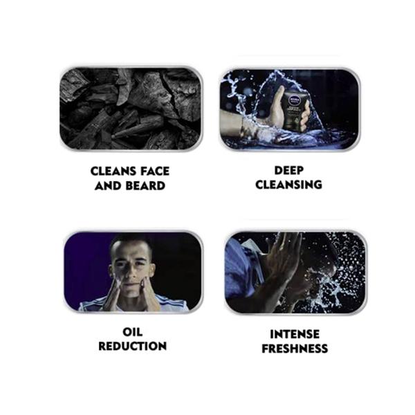 Nivea Men Deep Impact Face & Beard Wash - Black Carbon 50 gm - Face Wash & Cleansers