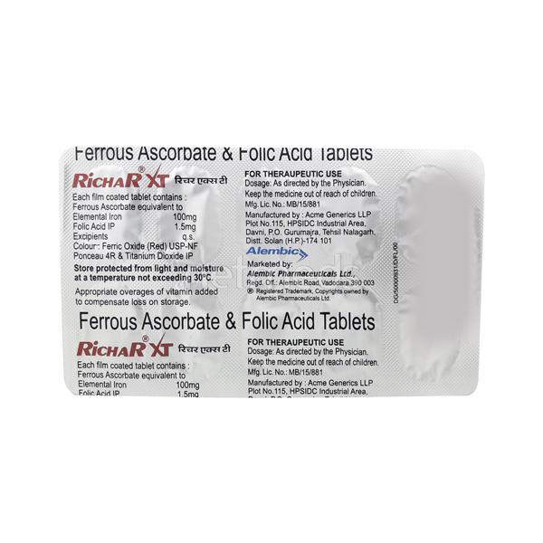 Richar XT Tablet 10'S - Iron Supplement/Anaemia-Vma