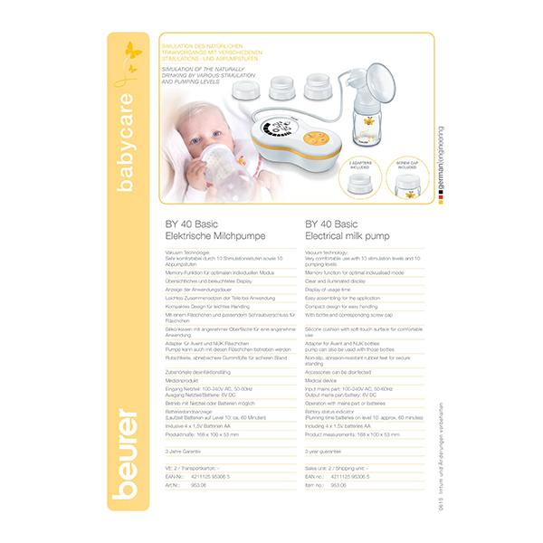 Beurer Basic Electrical Milk Pump (BY 40) - Breast Feeding Tools