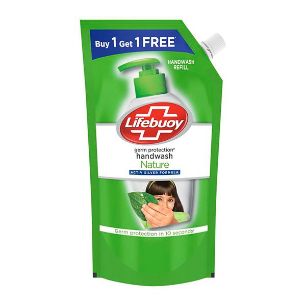 Netmeds | Lifebuoy Nature Germ Protection Handwash Refill 750 ml (Buy 1 Get 1 Free)