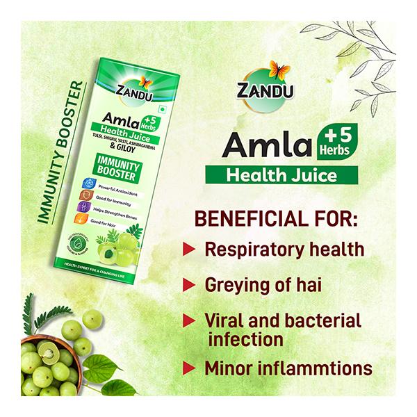 Zandu Amla + 5 Herbs Immunity Booster Health Juice 500 ml - Ayurvedic Juices