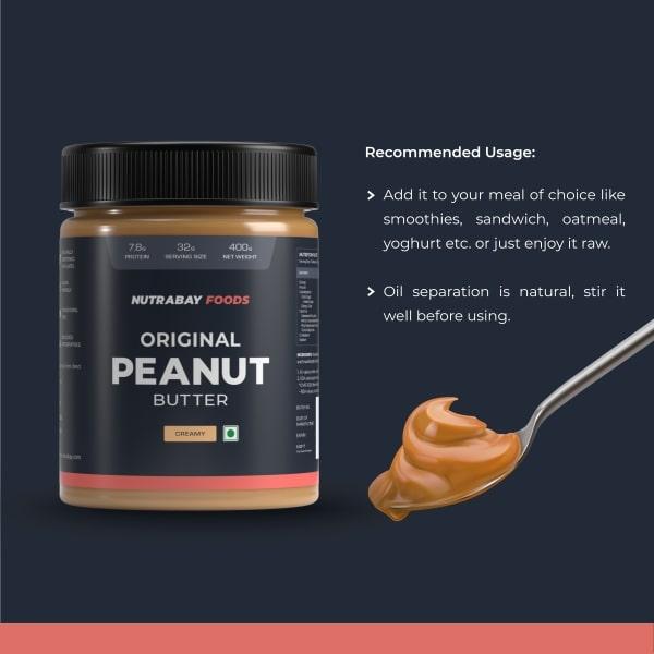 Nutrabay Foods Original Peanut Butter - Creamy 400 gm - Workout Essentials