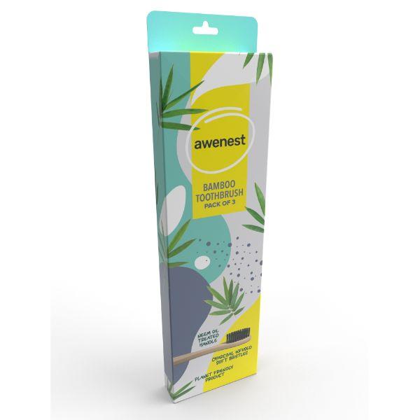 Netmeds | Awenest Bamboo Toothbrush (Pack of 3)
