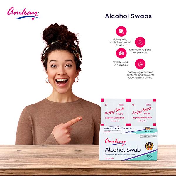 Amkay Alcohol Swab 100's - Cotton Wool & Swabs