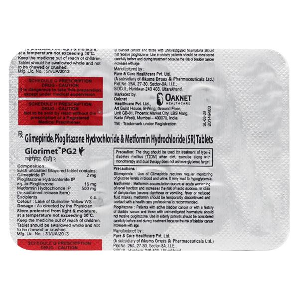 Glorimet PG 2/500/15mg Tablet 10'S - Diabetes-Ant