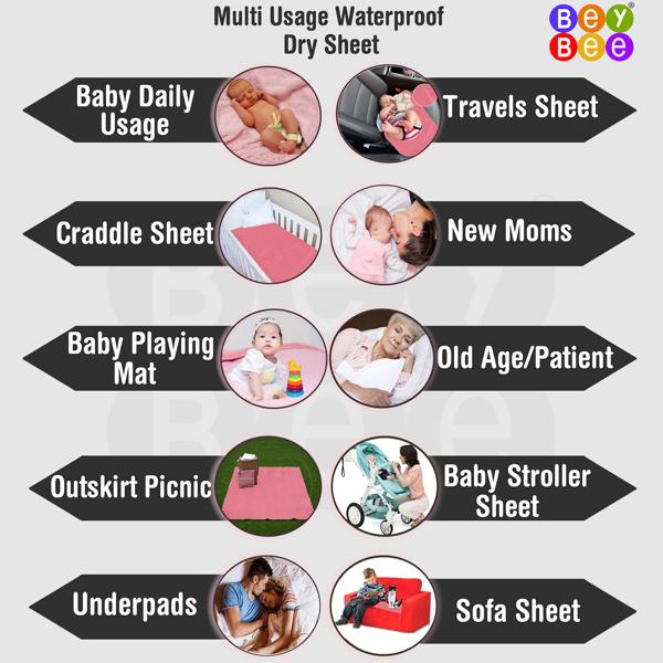 BeyBee Baby Care Waterproof Bed Protector Sheet - Pink (L) 1's - Baby Bedding