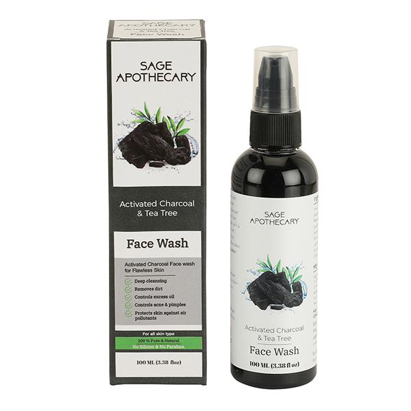 Sage Apothecary Activated Charcoal Face Wash 100 ml - Face Wash & Cleansers