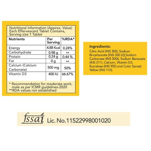 FixUpHealth Calcium and Vitamin D3 Effervescent Tablet - Orange Flavour (Pack of 2 x 20s) 1's - Calcium And Minerals