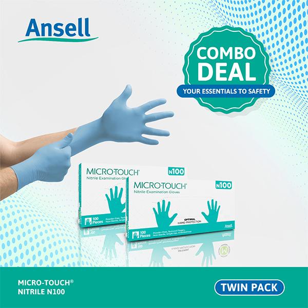 Ansell Micro Touch Nitrile Examination Gloves N100 (L) (Pack of 2 x 100's) - Gloves - S