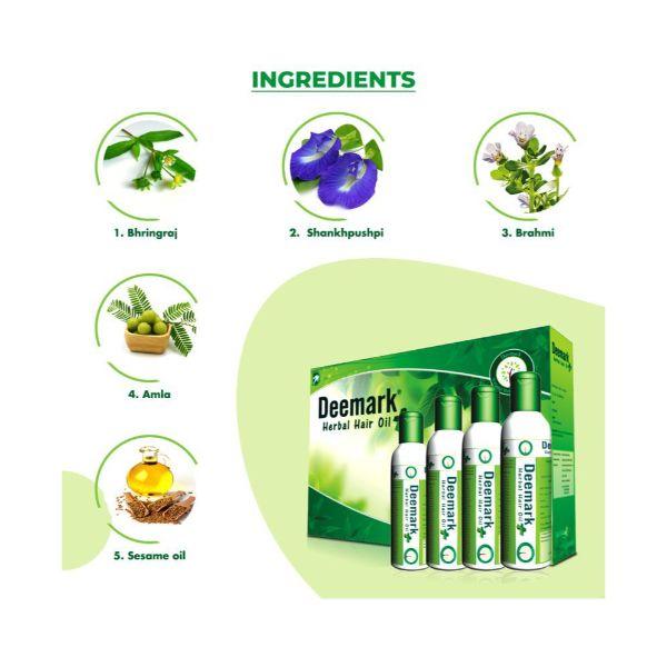 Deemark Herbal Plus Hair Oil (Pack of 4 x 200 ml) - Personal Care (Ayush)
