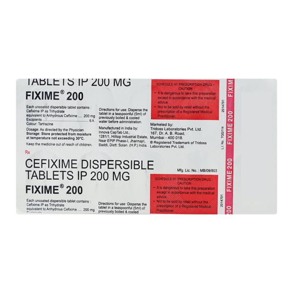 Fixime 200mg Tablet 10'S - Bacterial Infections-Cep