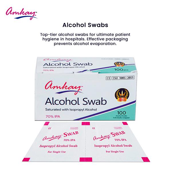 Amkay Alcohol Swab 100's - Cotton Wool & Swabs