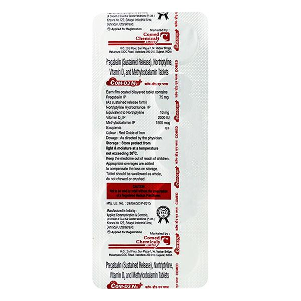 COM D3 N Plus Tablet 10'S - Neuropathic Pain-Dru