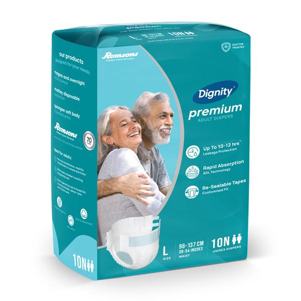 Dignity Premium Adult Diapers (L) 10's - Adult Diapers & Pads