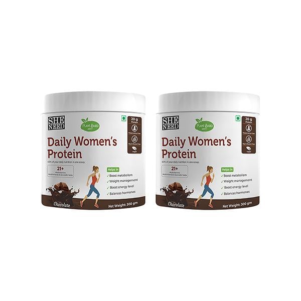 Netmeds | SheNeed Daily Women's Protein Powder - Chocolate (Pack of 2 x 300 gm)