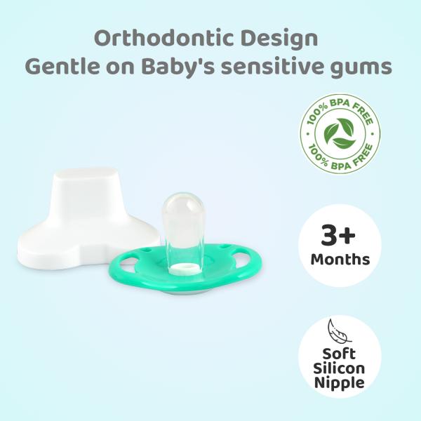 R for Rabbit Baby Apple Pacifier Ultra Light Soft Silicone Nipple for Kids of 3 Months - Green 1's - Pacifiers & Teethers