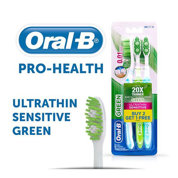Oral B Ultrathin Sensitive Extra Soft Toothbrush (Buy 2 Get 1) - Green - Toothbrushes