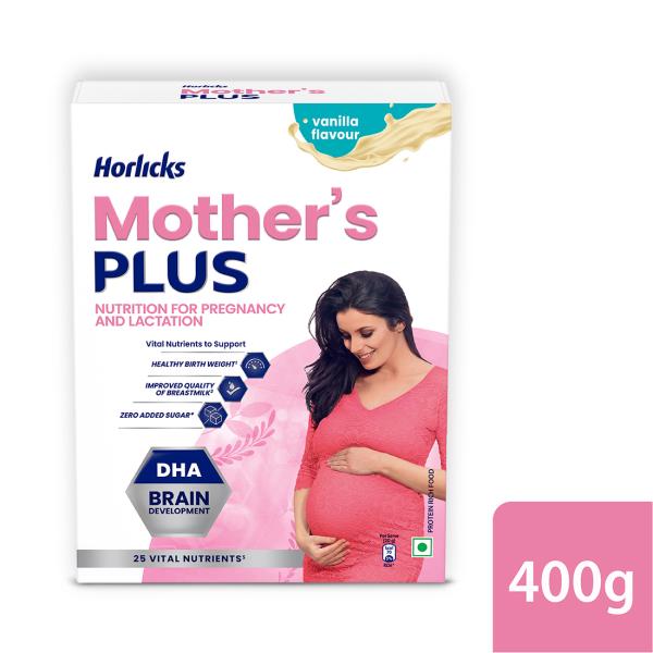 Netmeds | Mother's Plus Horlicks No Added Sugar Powder - Vanilla Flavour 400 gm