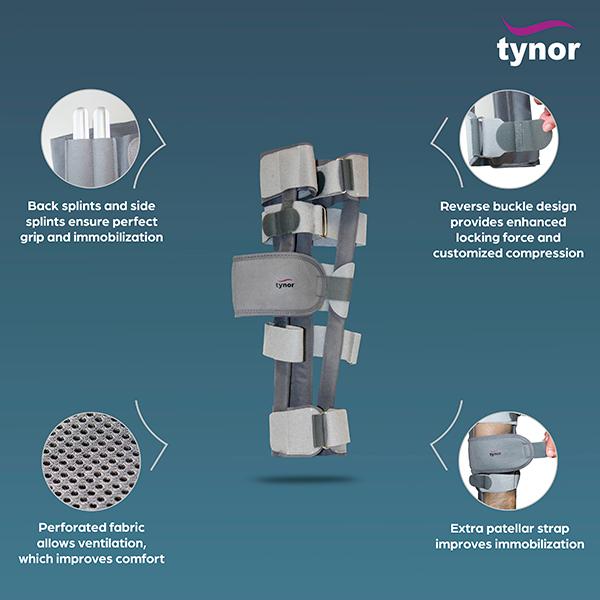 Tynor Knee Immobilizer Urbane 19 Inches x 48 cm (L) (D 42) - Knee/Leg Supports