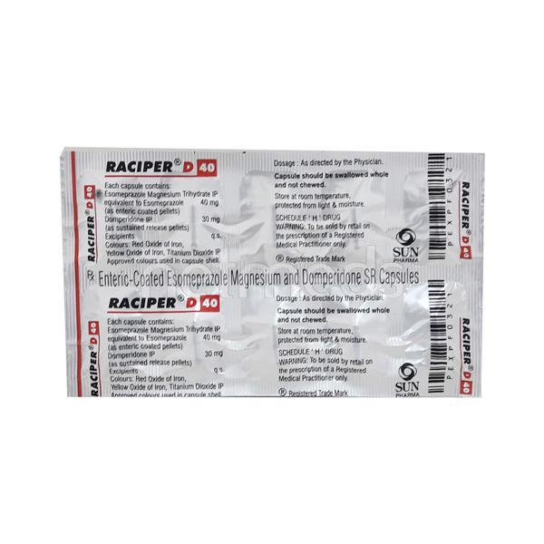 Raciper D 40mg Capsule 10'S - Ulcer/Reflux/Flatulence-Aaa