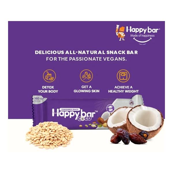 Happy Bar Instant Energy Bar - Coco & Dry Fruits (Pack of 10 x 30 gm) - Nutritional Bars