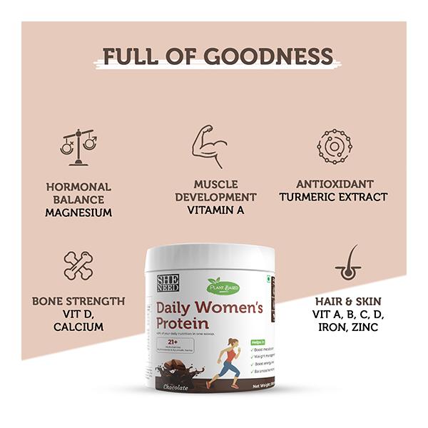 SheNeed Daily Women's Protein Powder - Chocolate (Pack of 2 x 300 gm) - Daily Health Drinks