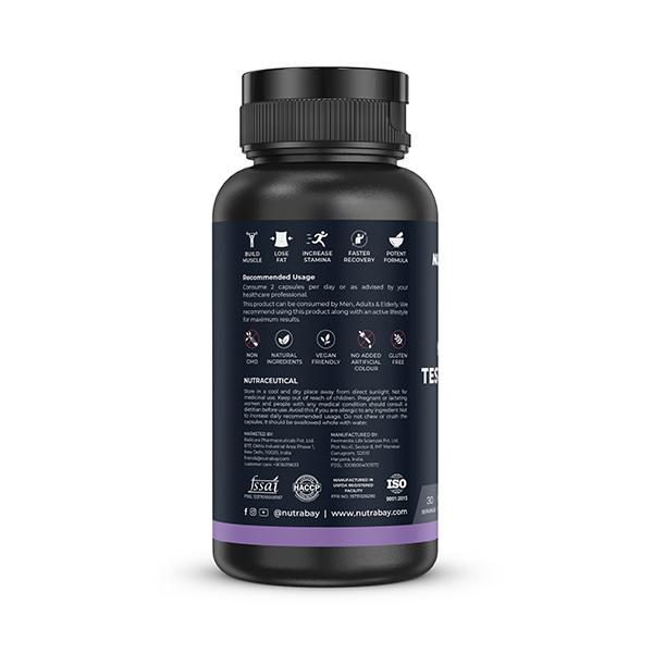 Nutrabay Pro Natural Testosterone Booster 1000mg Capsule 60's - Bcaa Supplements