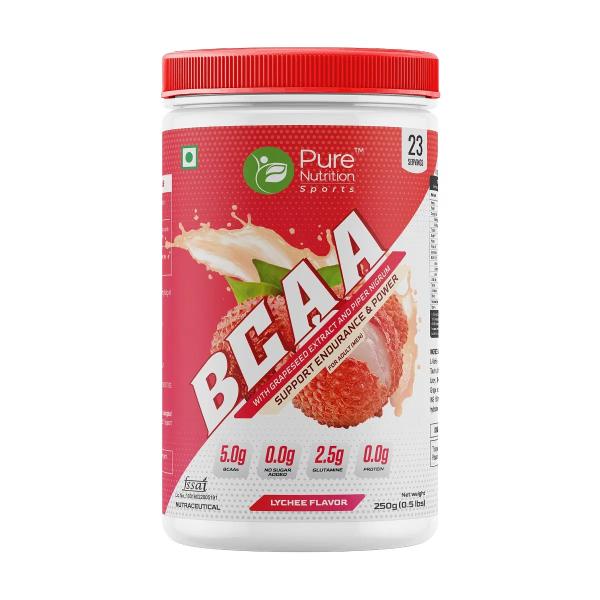Netmeds | Pure Nutrition BCAA Powder - Lychee Flavor For Adult (Men) 250 gm