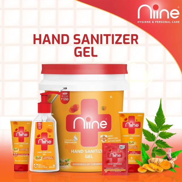 Niine Hand Sanitizer Gel - Turmeric & Neem (Pack of 6 x 100 ml) - Hand Sanitizer
