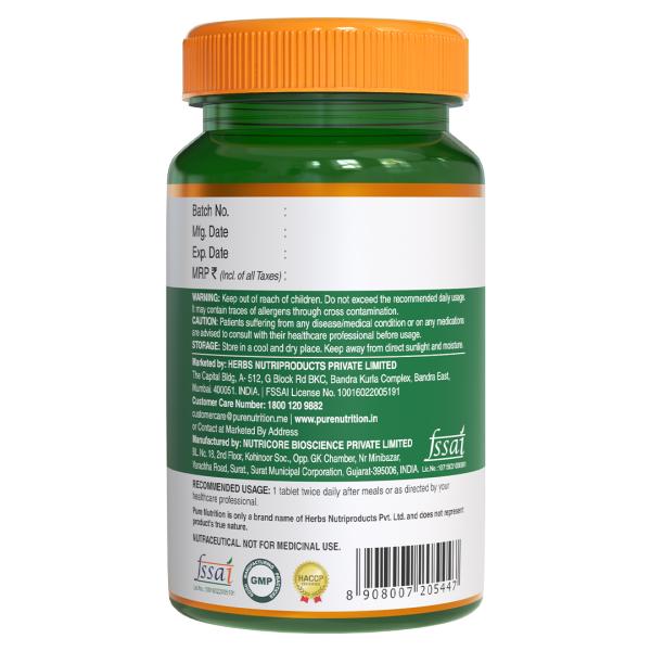 Pure Nutrition Papaya Fruit & Leaf Extract with Vitamin & Iron 600 mg Veg Tablet 60's - Calcium And Minerals