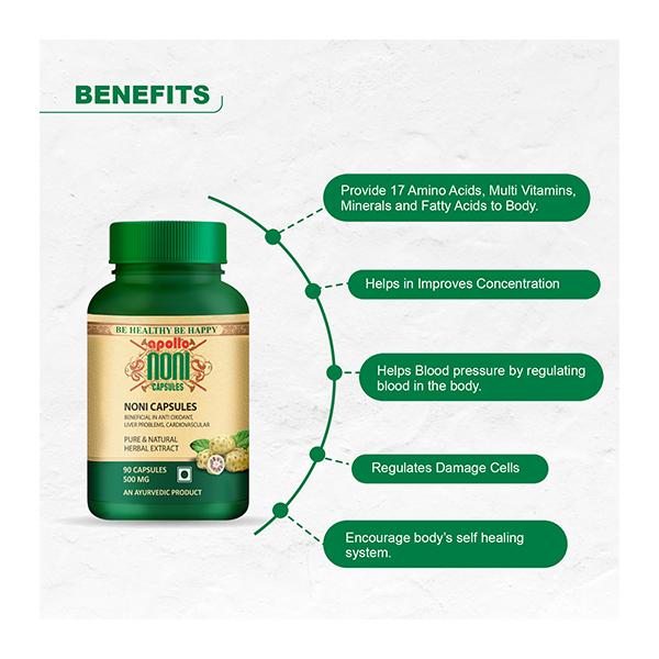 Apollo Noni Natural Herbal Extract 500 mg Capsule 90's - Health Products