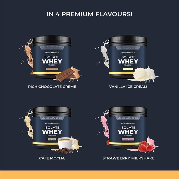 Nutrabay Gold Isolate Whey Protein Powder - Rich Chocolate Cream Flavour 500 gm - Whey Proteins