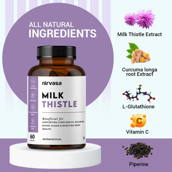 Nirvasa Milk Thistle Tablet (Pack of 5 x 60's) 1's - General Health