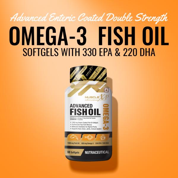 MuscleXP Advanced Fishoil Double Strength Omega 3 Capsule 60's - Omega Fish Oil Fatty Acids