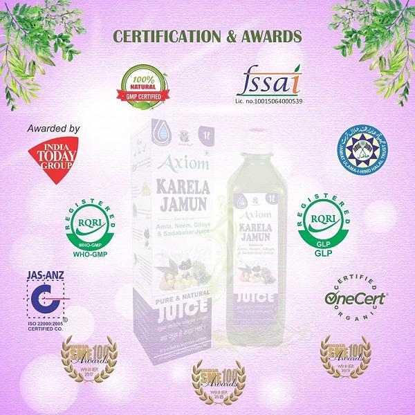 Axiom Jeevan Ras Karela Jamun Juice 1 ltr - Diabetes Care (Ayush)