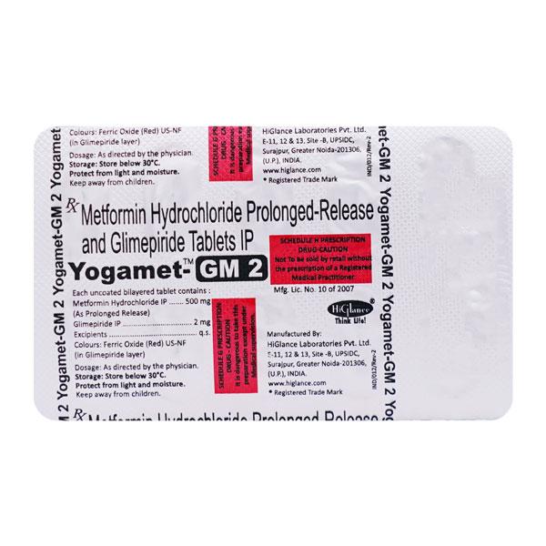 YOGAMET GM 2mg Tablet 10's - Diabetes-Ant