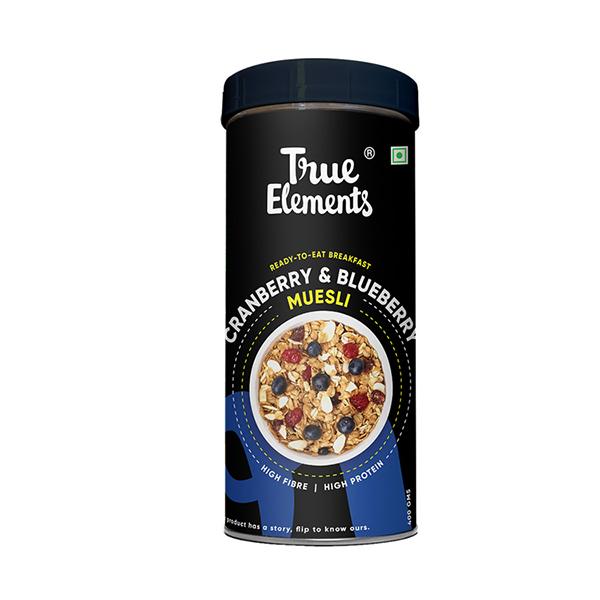 True Elements Cranberry & Blueberry Muesli 400 gm - Nutritional Bars