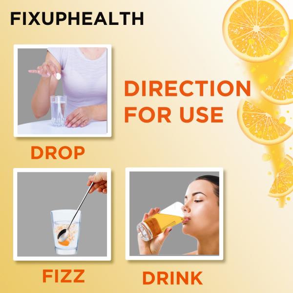 FixUpHealth Calcium and Vitamin D3 Effervescent Tablet - Orange Flavour 20s & FixUpHealth Biotin Effervescent Tablet - Orange Flavour 20s 1's - Calcium And Minerals