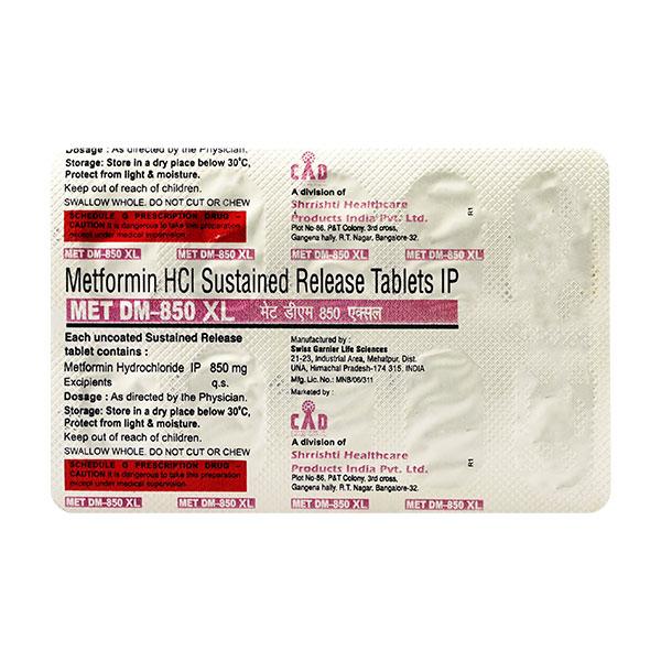 MET DM XL 850mg Tablet 10'S - Diabetes-Ant