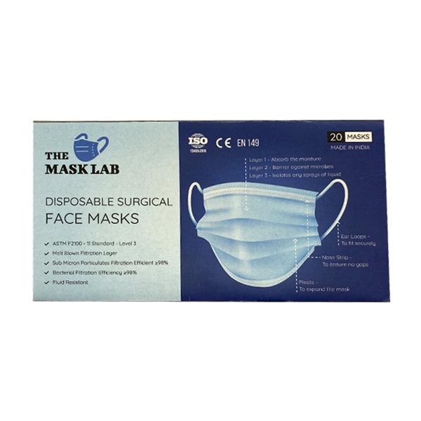 The Mask Lab Disposable Surgical 3 Ply Face Masks (Pack of 20) - Face Mask
