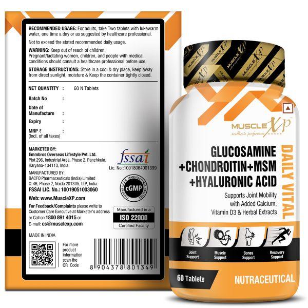 MuscleXP Glucosamine + Chondrotin + MSM + Hyaluronic Acid Daily Vital Tablet 60's - Amino Acids