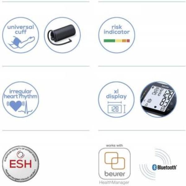 Beurer Upper Arm Blood Pressure Monitor with Bluetooth (BM 54) - Blood Glucose Monitors/Strips