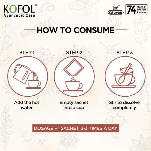 Kofol Ayurvedic Sugar Free Sip Powder (Pack of 10 x 3 gm) - Cough Syrup
